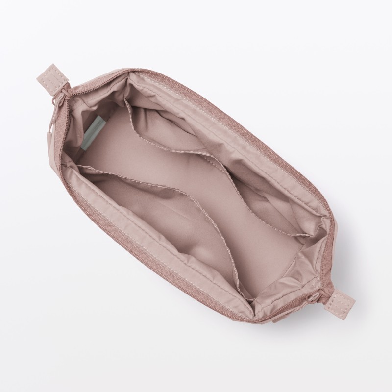 일본 무인양품 발수 재생 나일론 와이드 입구 파우치 L 20x10x11cm 핑크