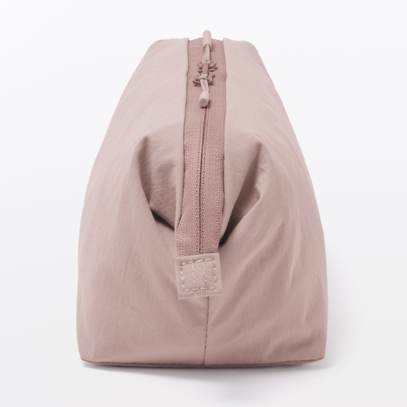 일본 무인양품 발수 재생 나일론 와이드 입구 파우치 L 20x10x11cm 핑크