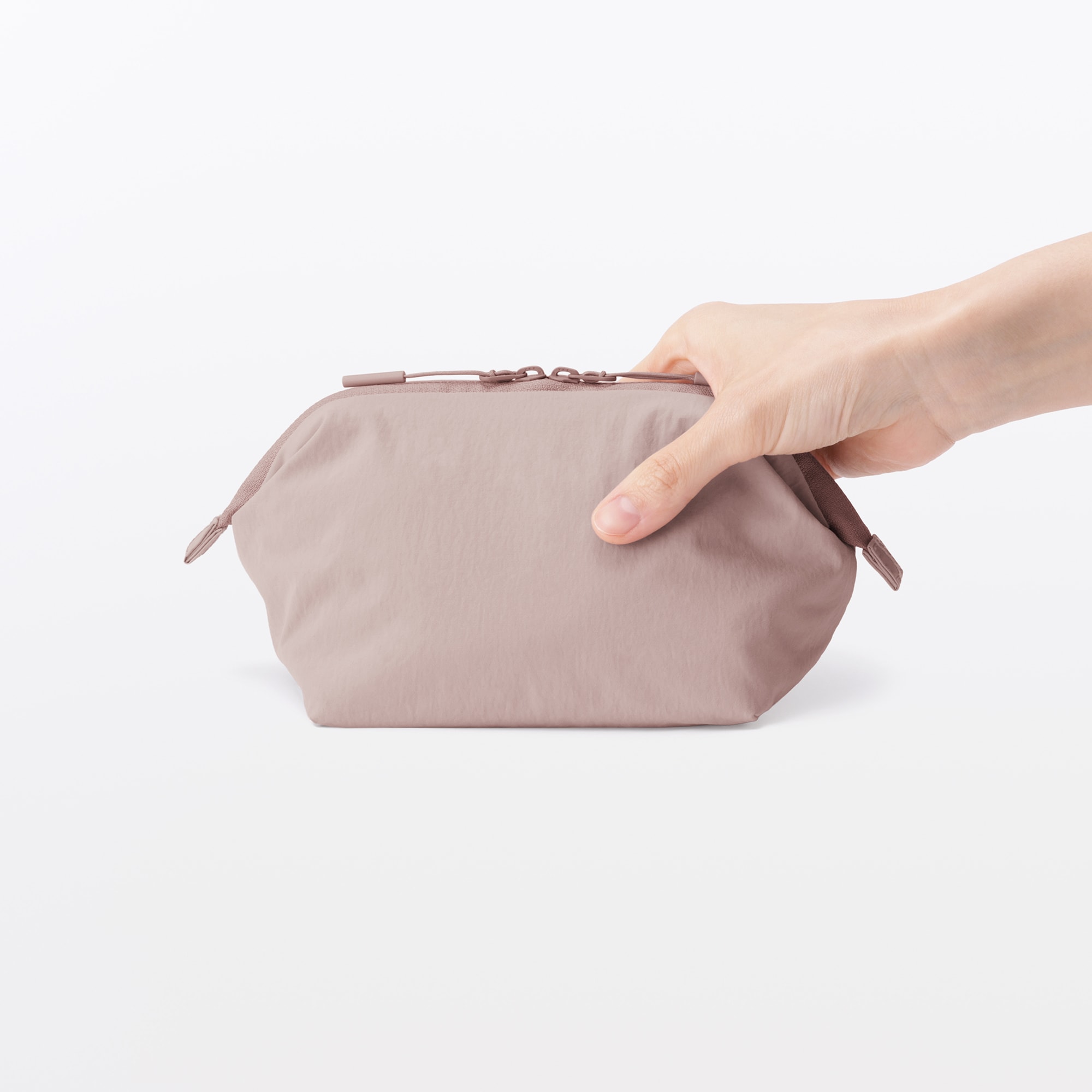 일본 무인양품 발수 재생 나일론 와이드 입구 파우치 S 14x10x11cm 핑크