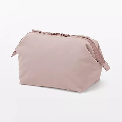 일본 무인양품 발수 재생 나일론 와이드 입구 파우치 S 14x10x11cm 핑크