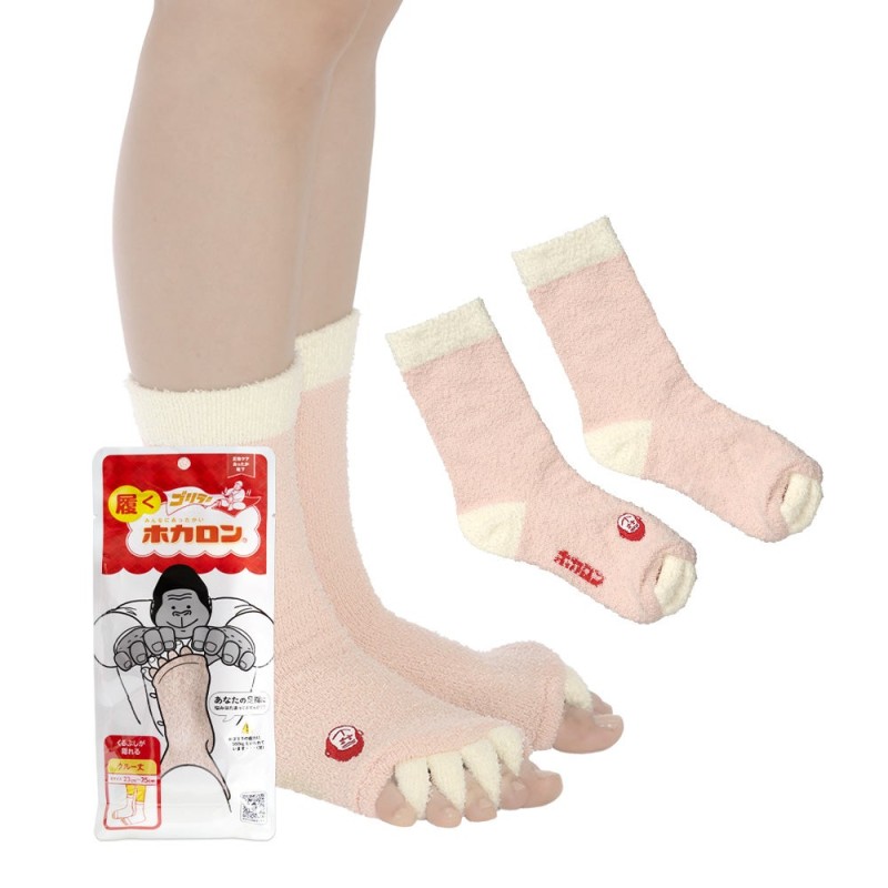 일본 도시샤 고릴라 호카론 발가락 보온 양말 크루 23-25cm (민트/핑크/레드)