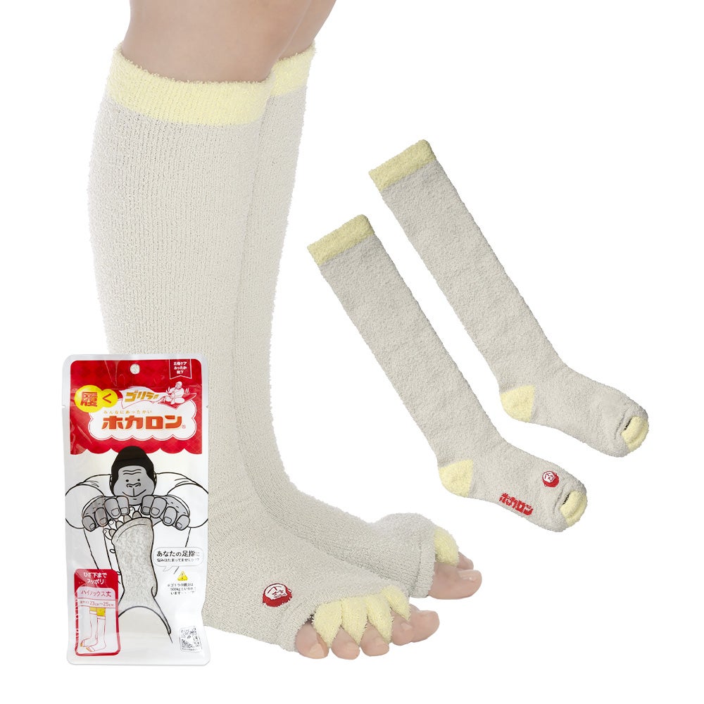 일본 도시샤 고릴라 호카론 발가락 보온 양말 하이삭스 23-25cm (핑크/그레이)