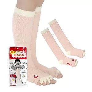 일본 도시샤 고릴라 호카론 발가락 보온 양말 하이삭스 23-25cm (핑크/그레이)