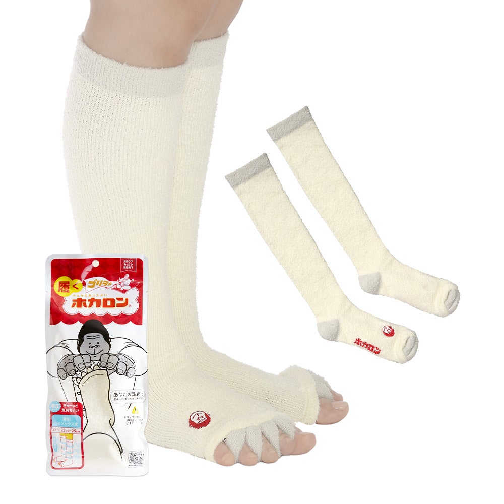 일본 도시샤 고릴라 호카론 발가락 보온 양말 압박 하이삭스 23-25cm (스카이블루/화이트)