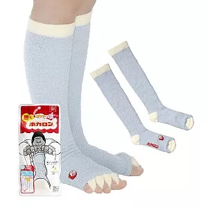 일본 도시샤 고릴라 호카론 발가락 보온 양말 압박 하이삭스 23-25cm (스카이블루/화이트)
