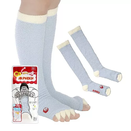 일본 도시샤 고릴라 호카론 발가락 보온 양말 압박 하이삭스 23-25cm (스카이블루/화이트)