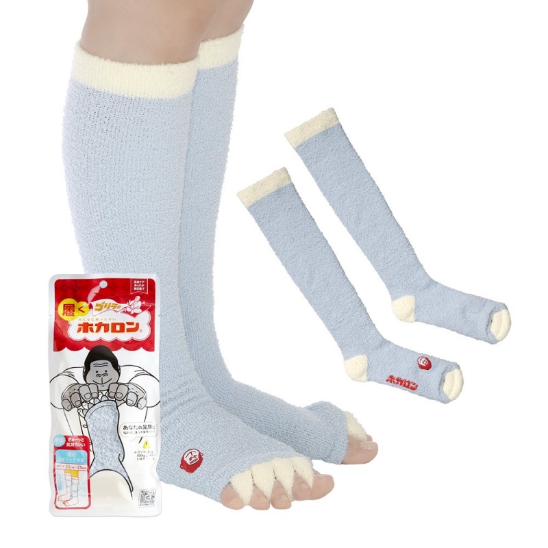 일본 도시샤 고릴라 호카론 발가락 보온 양말 압박 하이삭스 23-25cm (스카이블루/화이트)